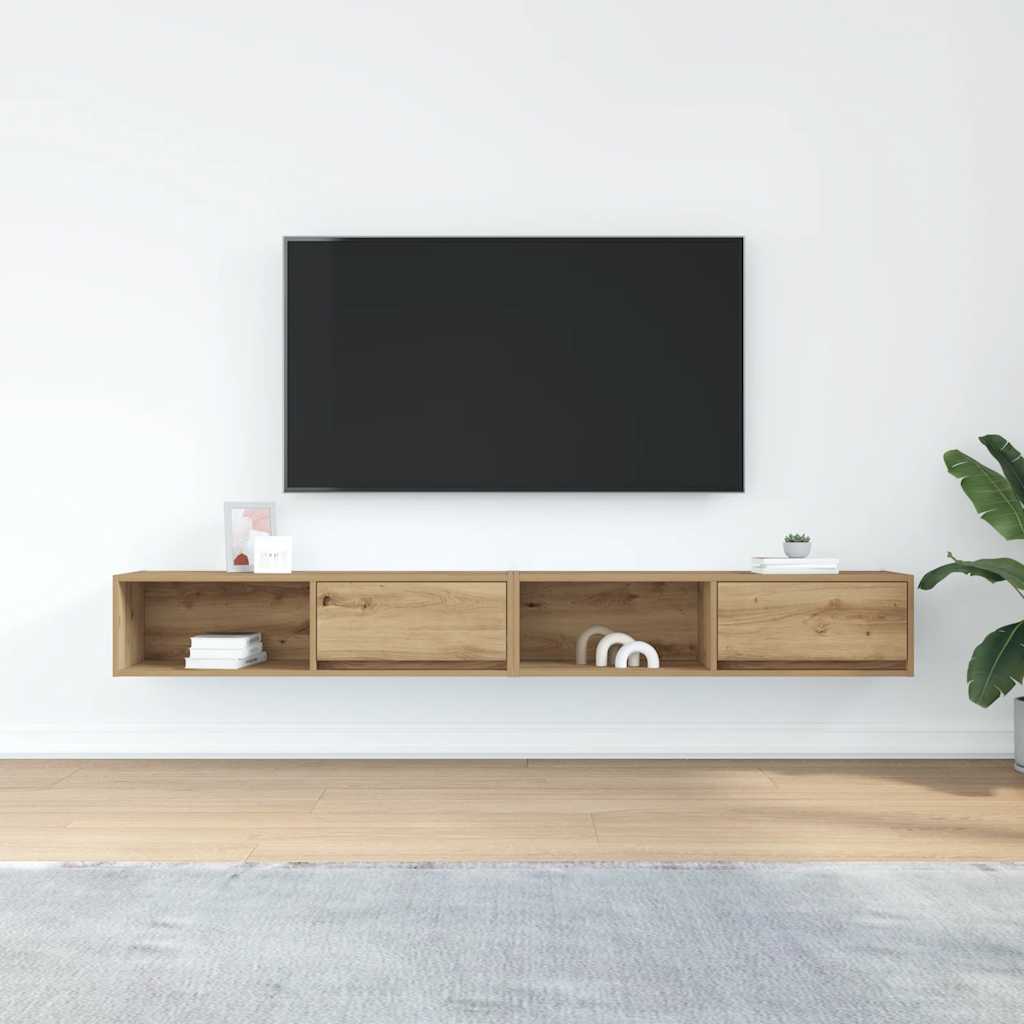 Meubles TV 2 pcs chêne artisanal 100x31x25,5 cm bois ingénierie - XIOS