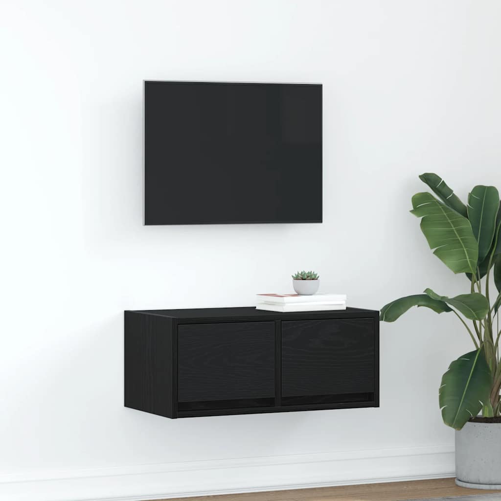 Meuble TV chêne noir 60x31x25,5 cm bois d'ingénierie - XIOS