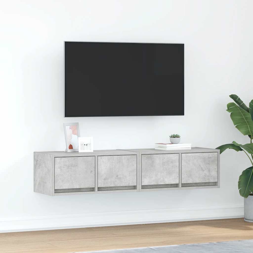 Meubles TV 2 pcs gris béton 60x31x25,5 cm bois d'ingénierie - XIOS