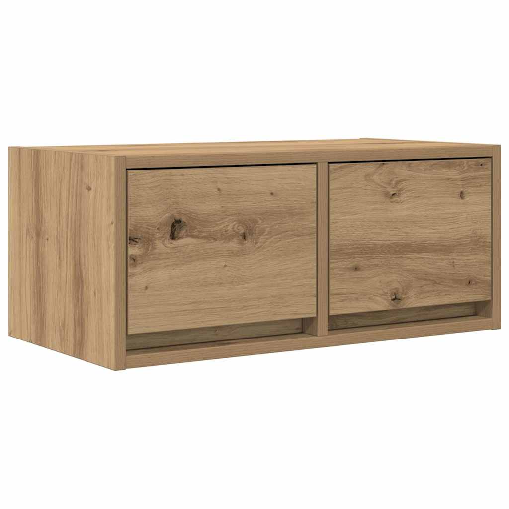 Meuble TV chêne artisanal 60x31x25,5 cm bois d'ingénierie - XIOS
