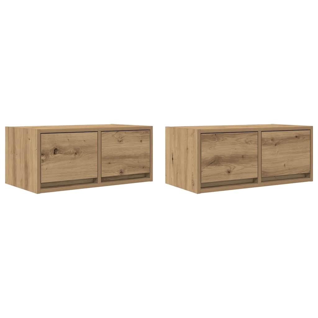 Meubles TV 2 pcs chêne artisanal 60x31x25,5cm bois d'ingénierie - XIOS