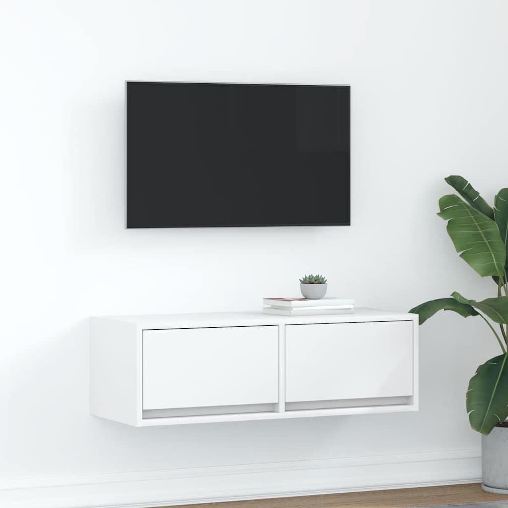 Meuble TV blanc 80x31x25,5 cm bois d'ingénierie - XIOS