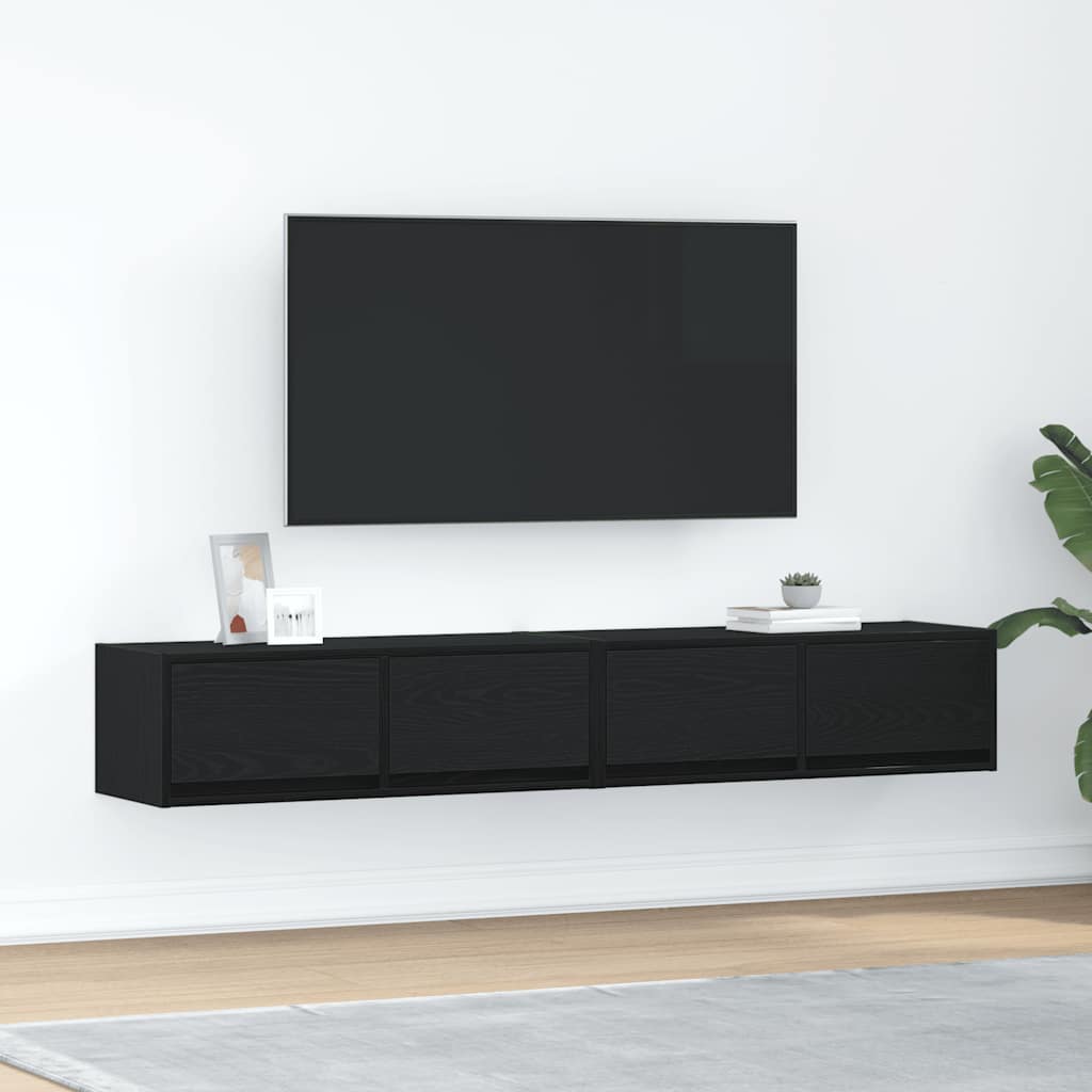 Meuble TV 2 pcs chêne noir 80x31x25,5 cm bois d'ingénierie - XIOS