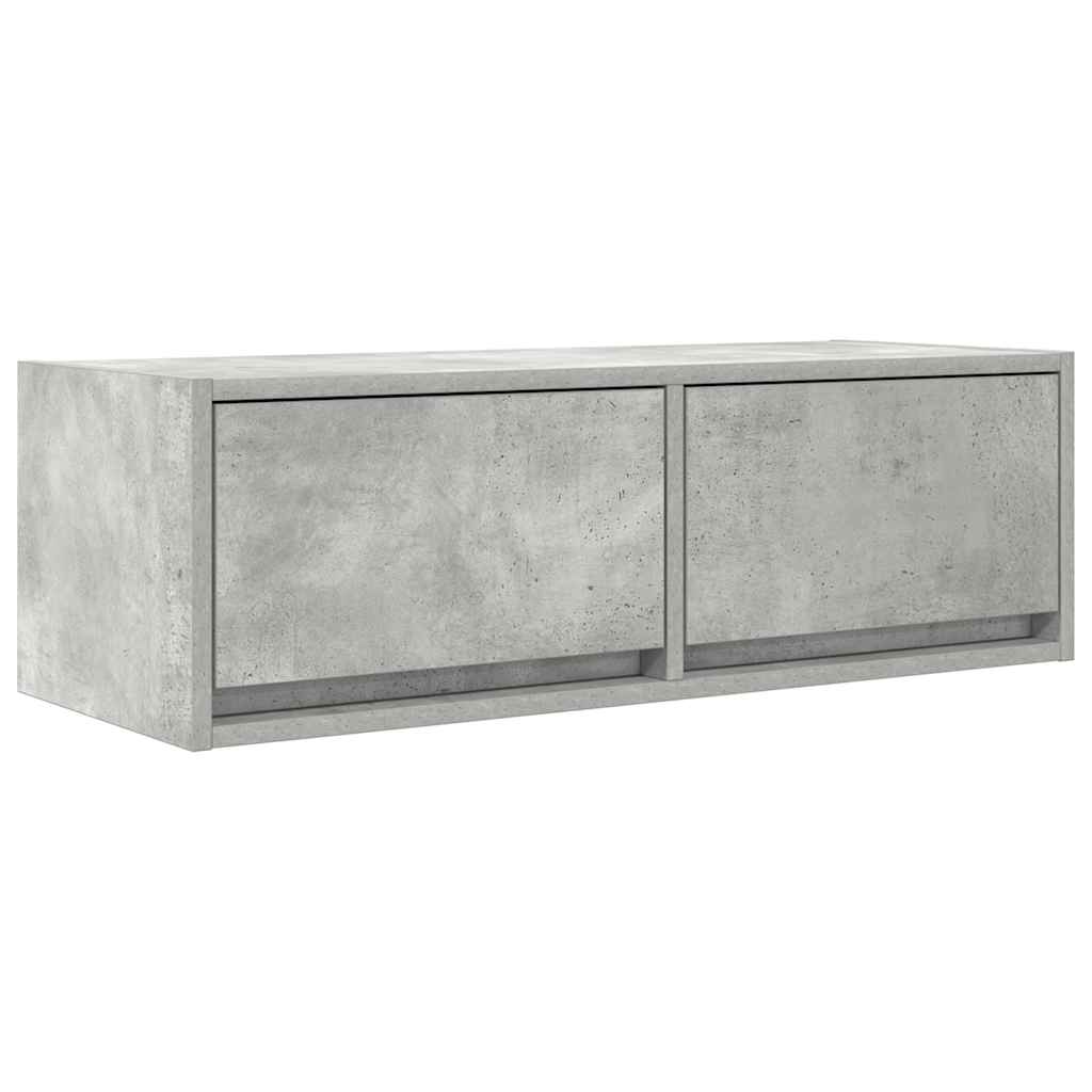 Meuble TV gris béton 80x31x25,5 cm bois d'ingénierie - XIOS