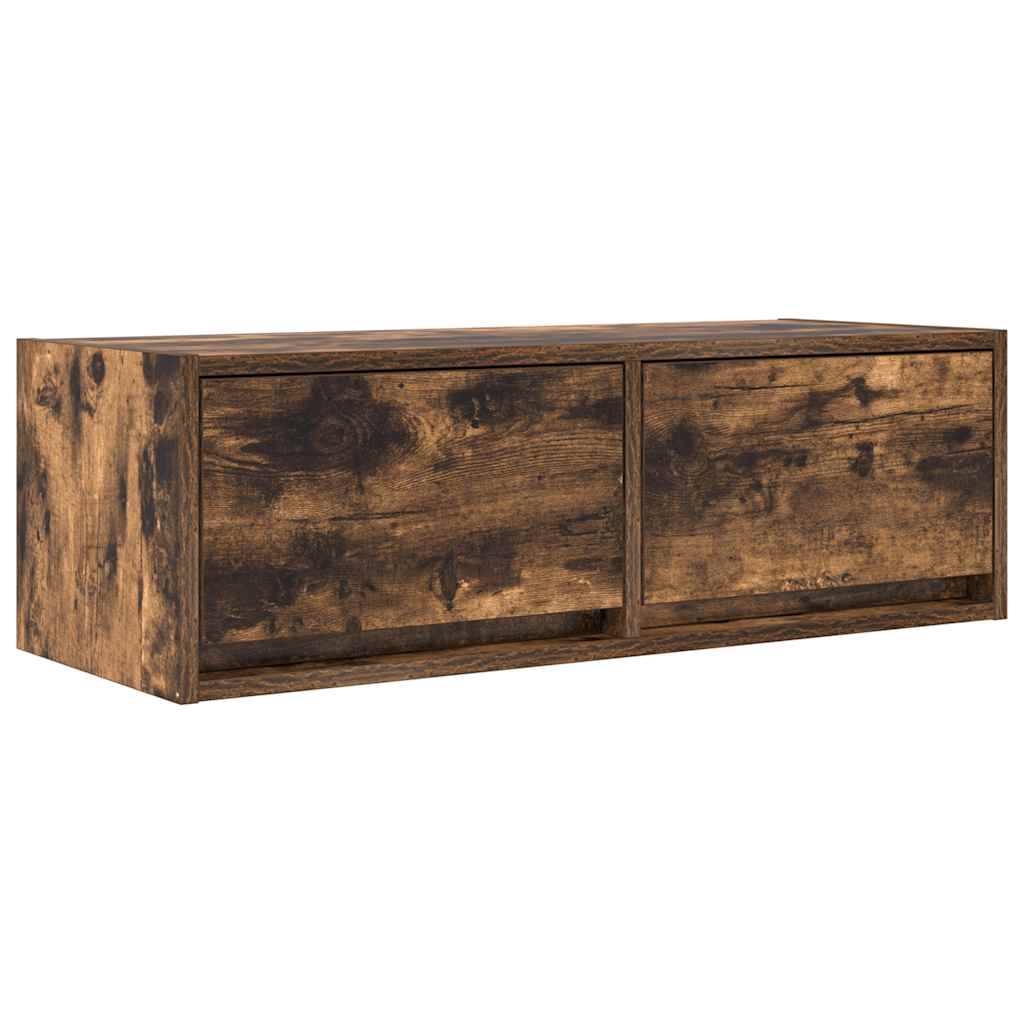 Meuble TV chêne fumé 80x31x25,5 cm bois d'ingénierie - XIOS