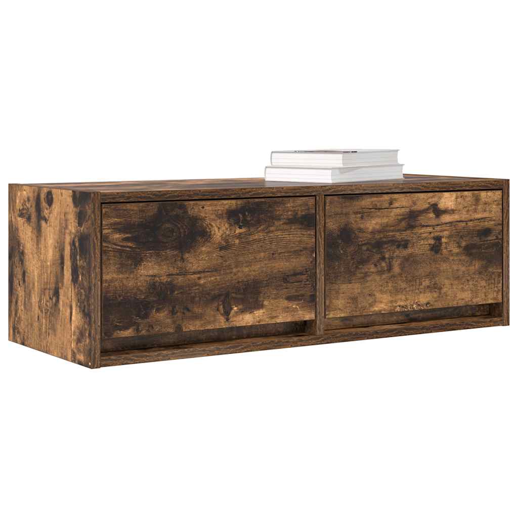 Meuble TV chêne fumé 80x31x25,5 cm bois d'ingénierie - XIOS