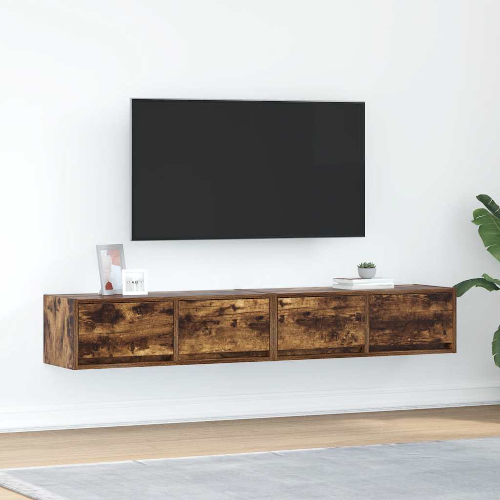 Meubles TV 2 pcs chêne fumé 80x31x25,5 cm bois d'ingénierie - XIOS