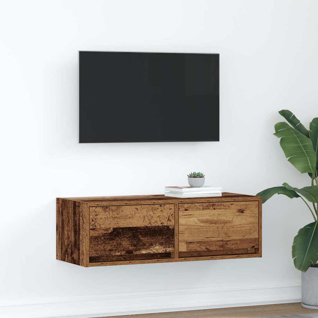 Meuble TV vieux bois 80x31x25,5 cm bois d'ingénierie - XIOS