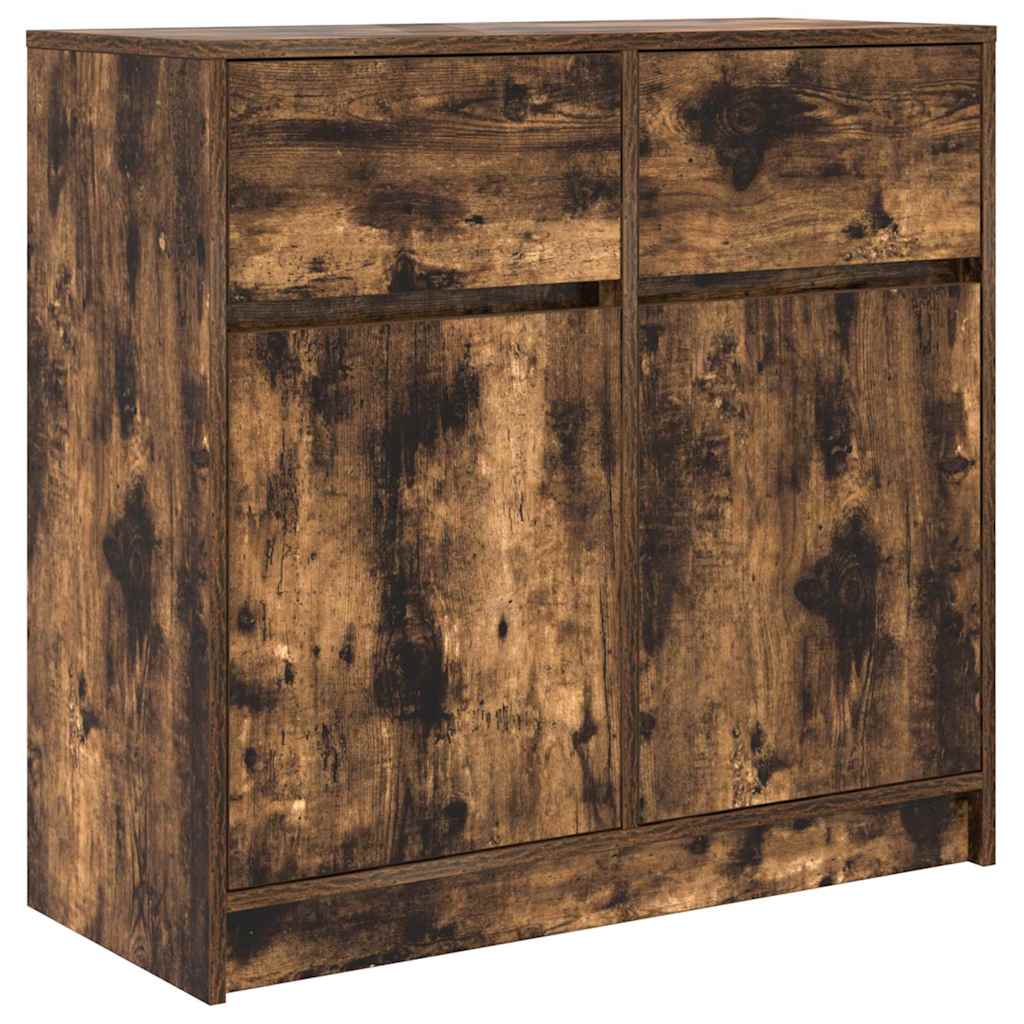 Buffet avec tiroir chêne fumé 80x34x76 cm bois d'ingénierie - XIOS