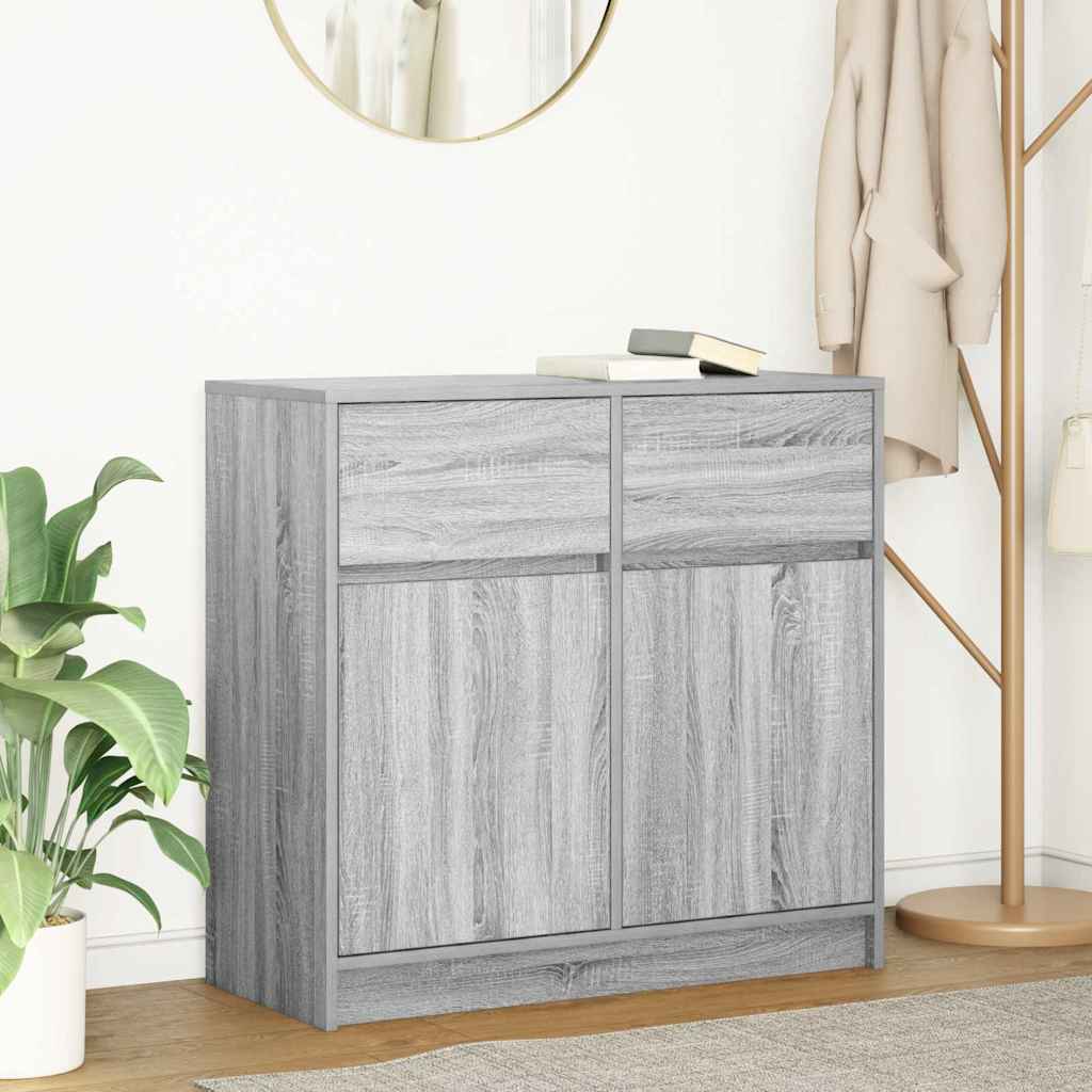 Buffet avec tiroir sonoma gris 80x34x76 cm bois d'ingénierie - XIOS