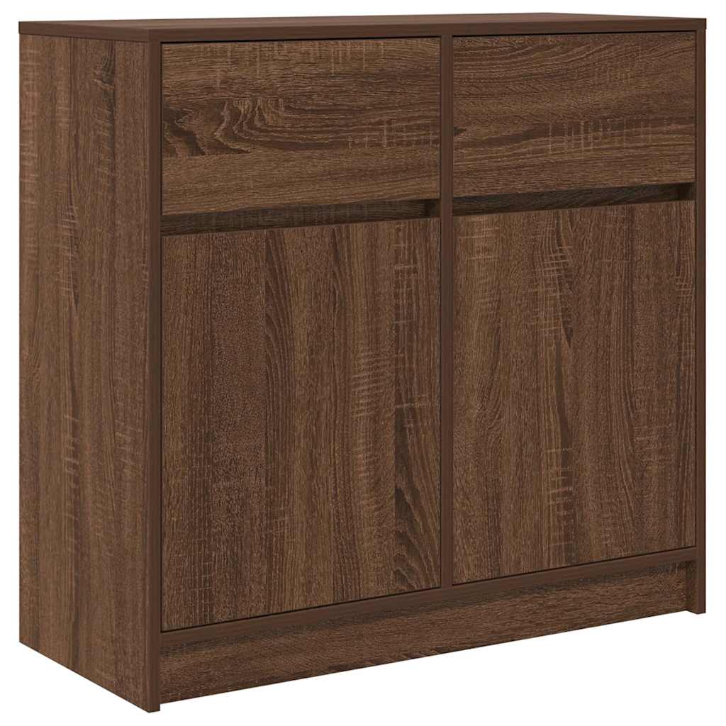 Buffet avec tiroir chêne brun 80x34x76 cm bois d'ingénierie - XIOS