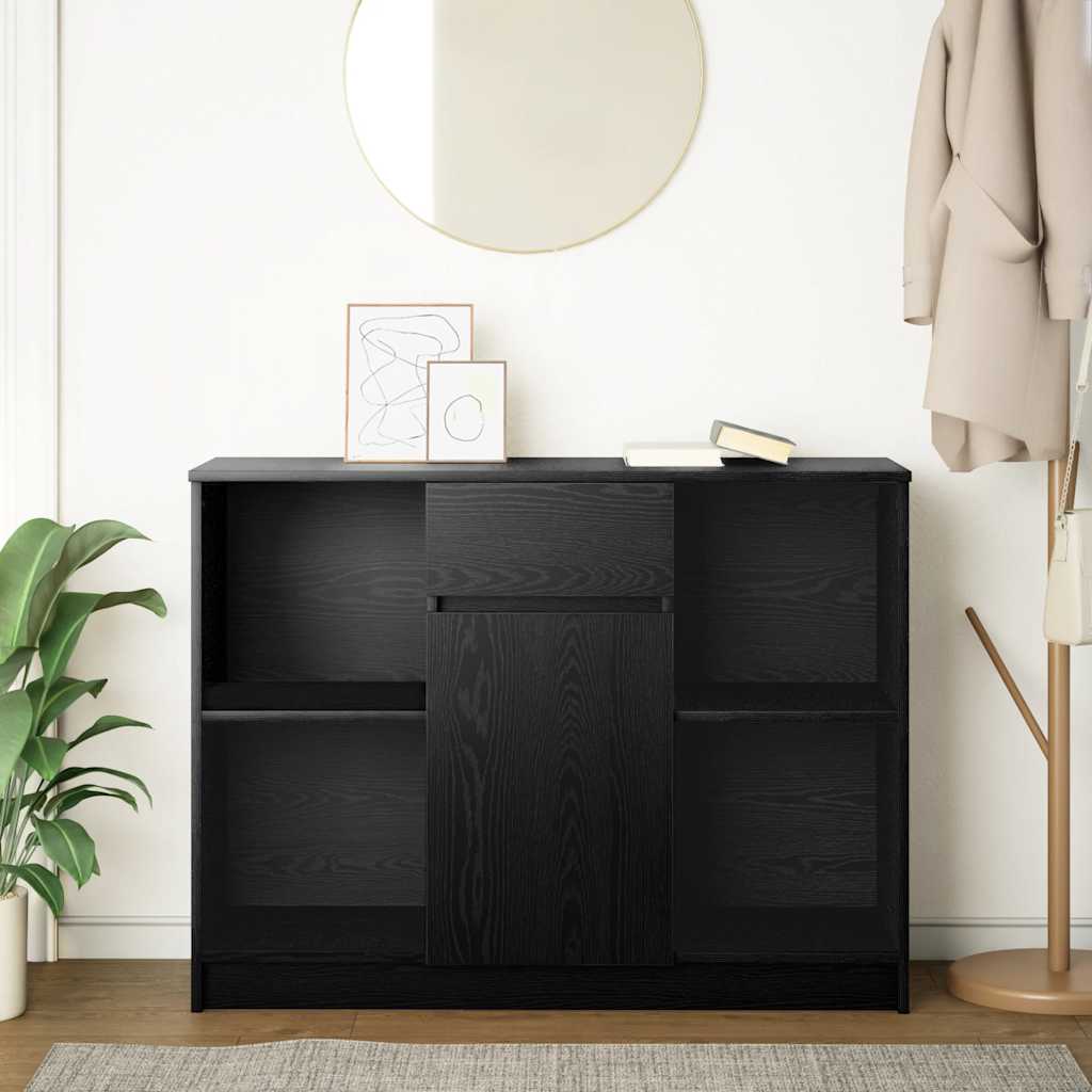 Buffet avec tiroir chêne noir 101x35x76 cm bois d'ingénierie - XIOS