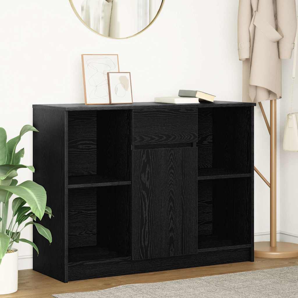 Buffet avec tiroir chêne noir 101x35x76 cm bois d'ingénierie - XIOS