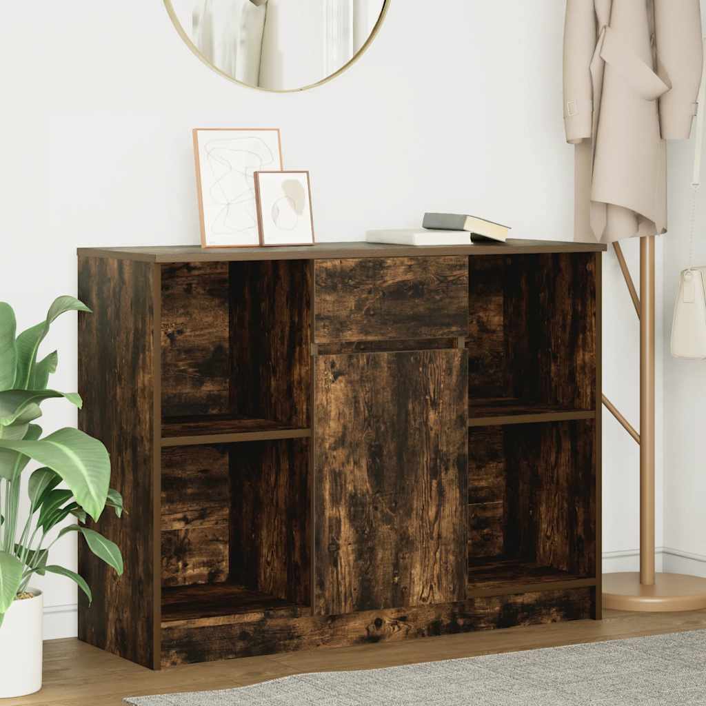 Buffet avec tiroir chêne fumé 101x35x76 cm bois d'ingénierie - XIOS