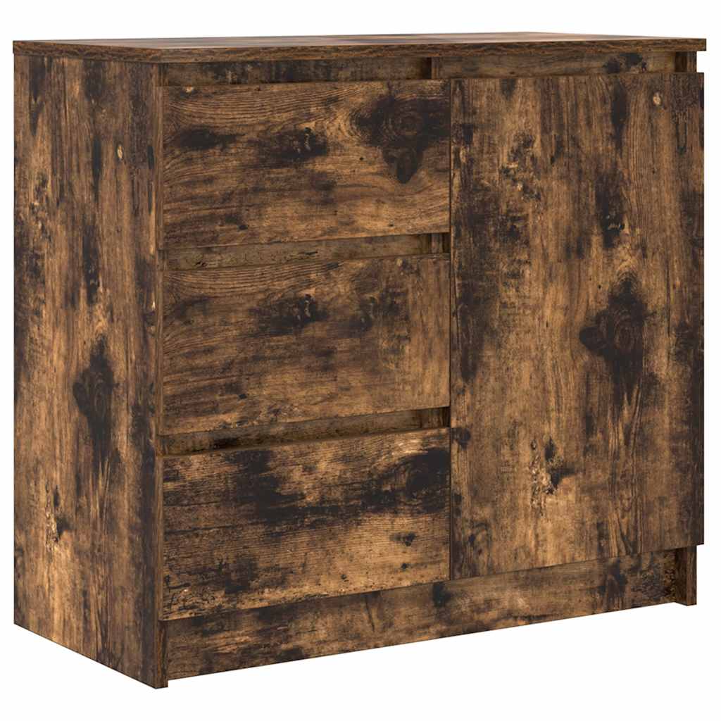 Buffet avec tiroir chêne fumé 71x35x65 cm bois d'ingénierie - XIOS