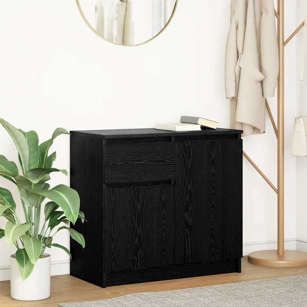 Buffet avec tiroir chêne noir 71x35x65 cm bois d'ingénierie - XIOS