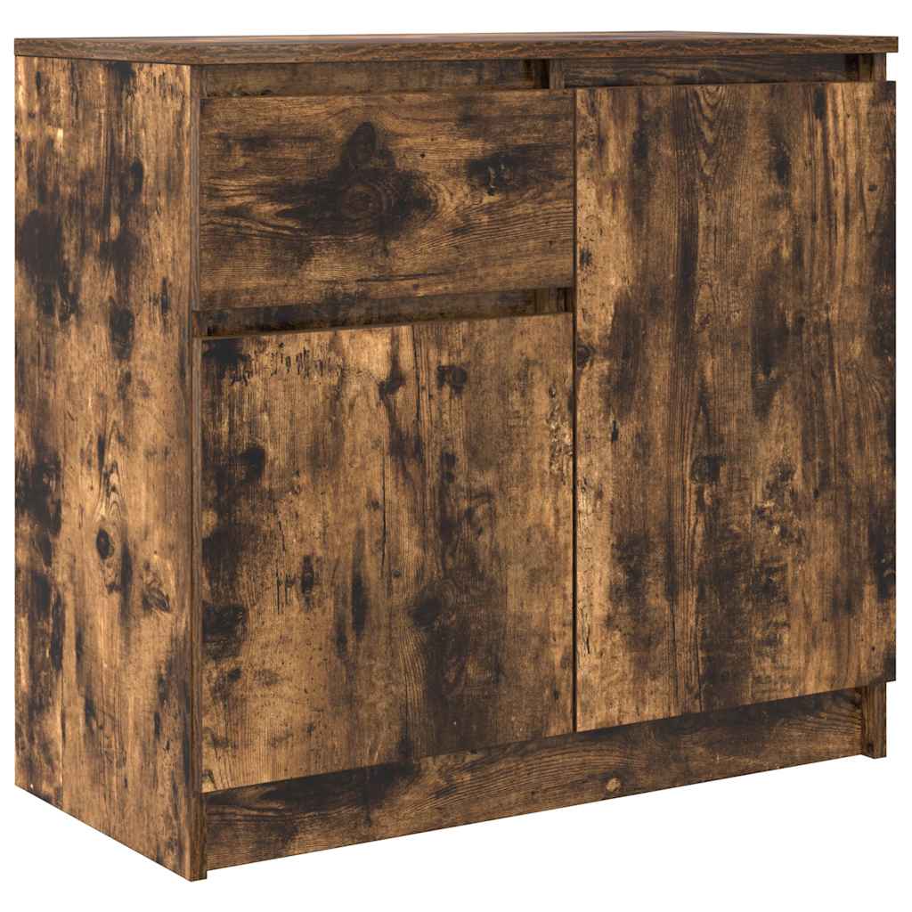Buffet avec tiroir chêne fumé 71x35x65 cm bois d'ingénierie - XIOS