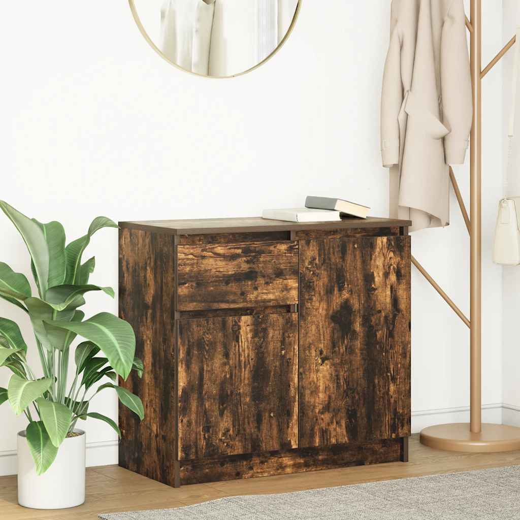 Buffet avec tiroir chêne fumé 71x35x65 cm bois d'ingénierie - XIOS