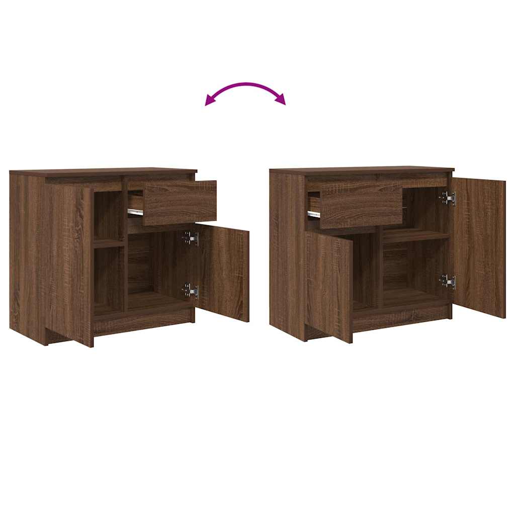 Buffet avec tiroir chêne brun 71x35x65 cm bois d'ingénierie - XIOS