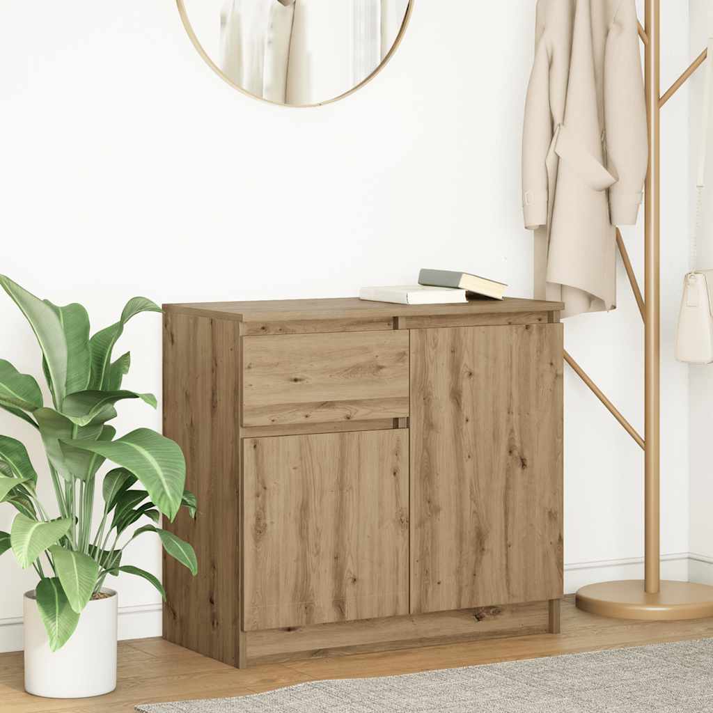 Buffet avec tiroir chêne artisanal 71x35x65 cm bois ingénierie - XIOS