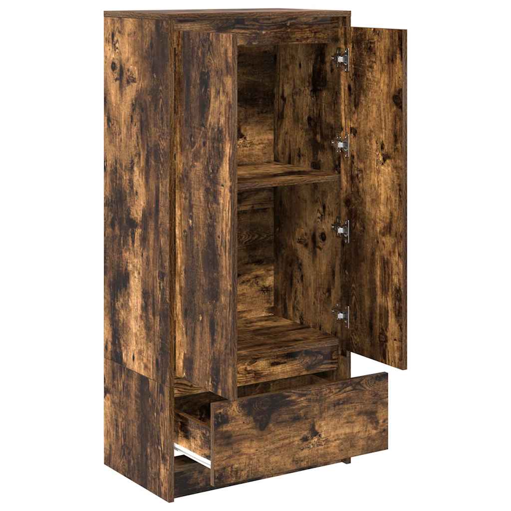 Armoire avec tiroir chêne fumé 55,5x34x119,5 cm bois ingénierie - XIOS