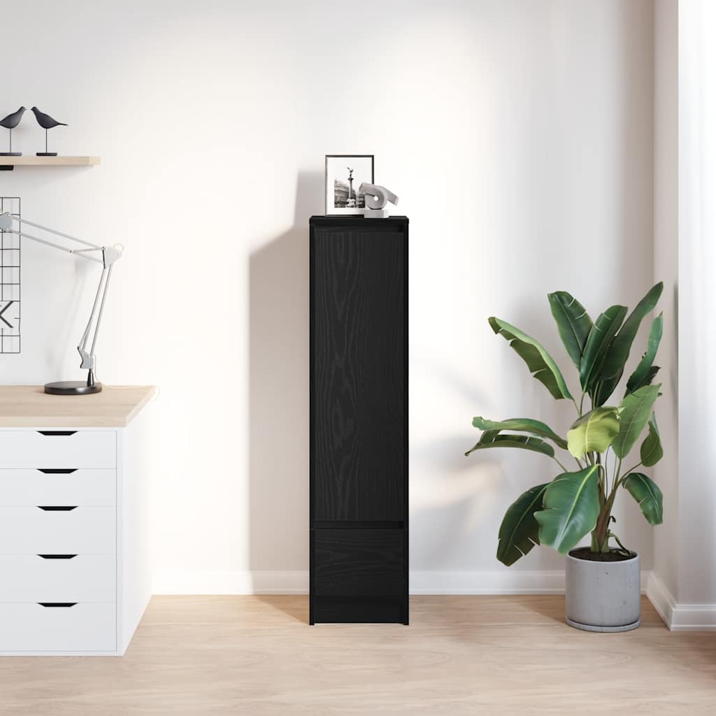 Buffet haut chêne noir 29,5x34x119,5 cm bois d'ingénierie - XIOS