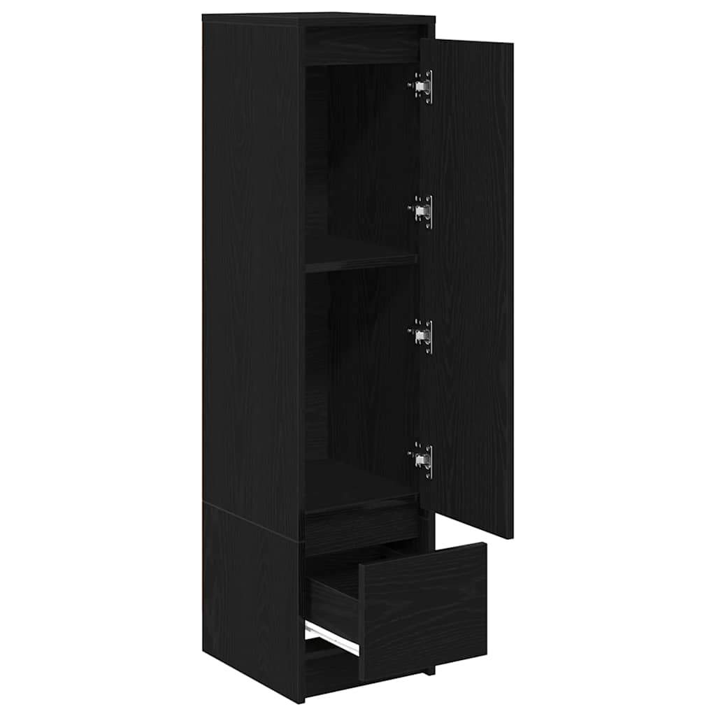 Buffet haut chêne noir 29,5x34x119,5 cm bois d'ingénierie - XIOS