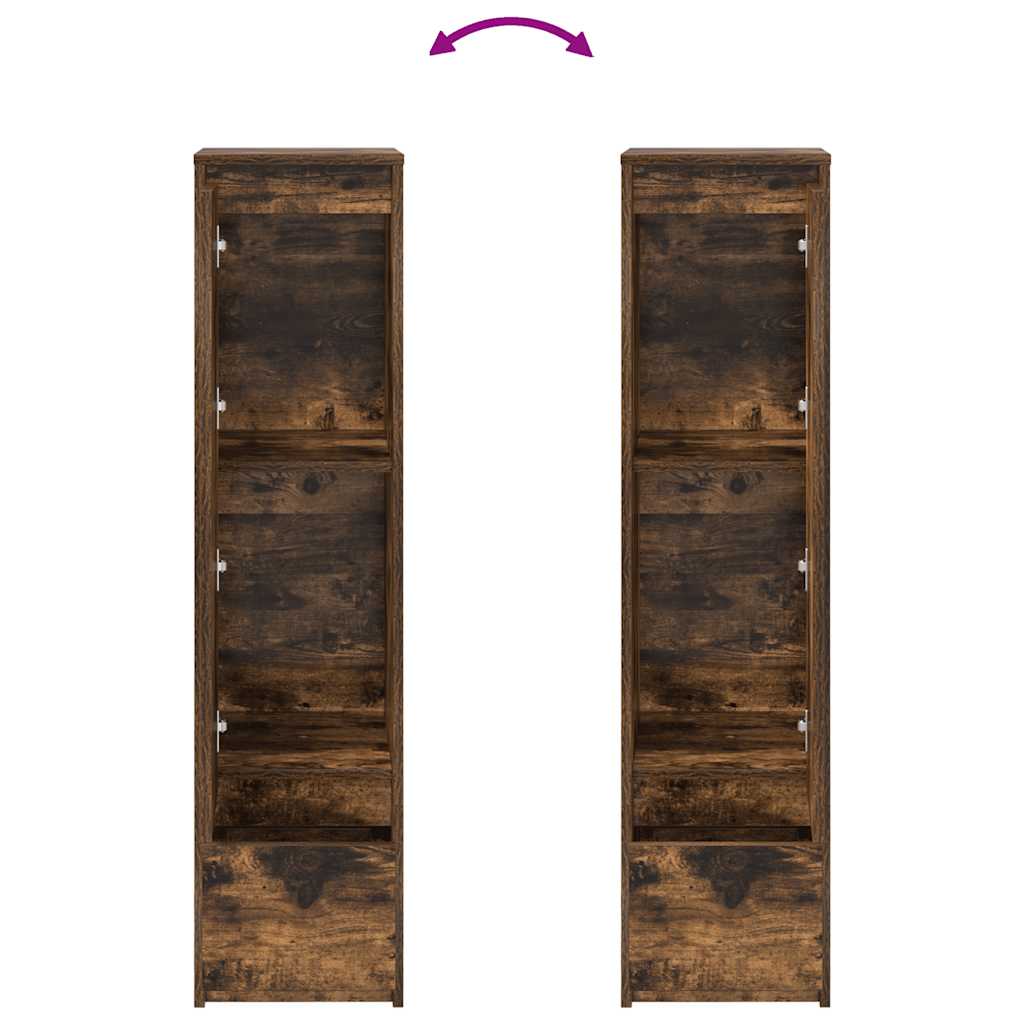 Buffet haut chêne fumé 29,5x34x119,5 cm bois d'ingénierie - XIOS