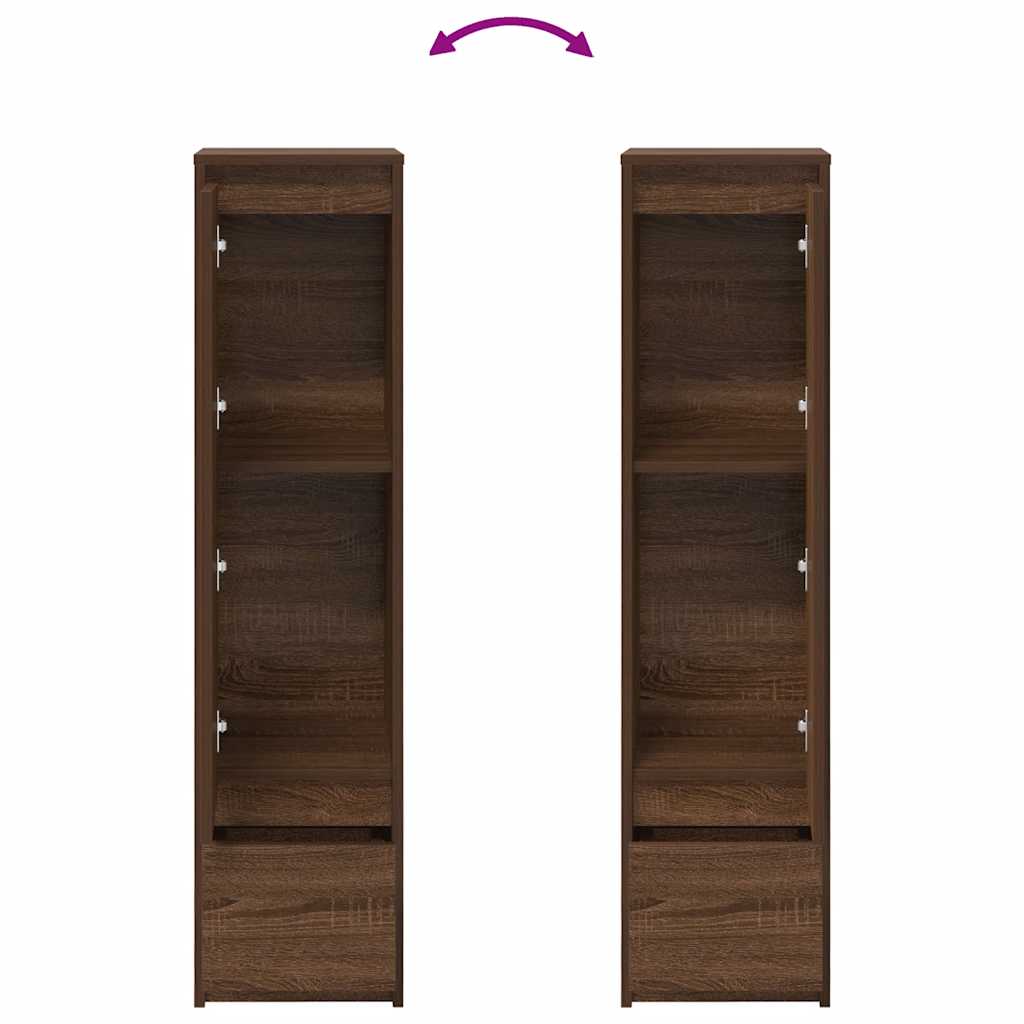 Buffet haut chêne marron 29,5x34x119,5 cm bois d'ingénierie - XIOS