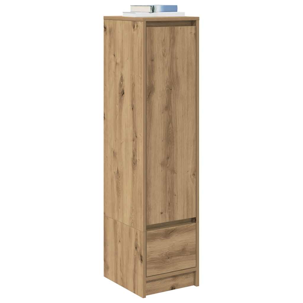 Buffet haut chêne artisanal 29,5x34x119,5 cm bois d'ingénierie - XIOS