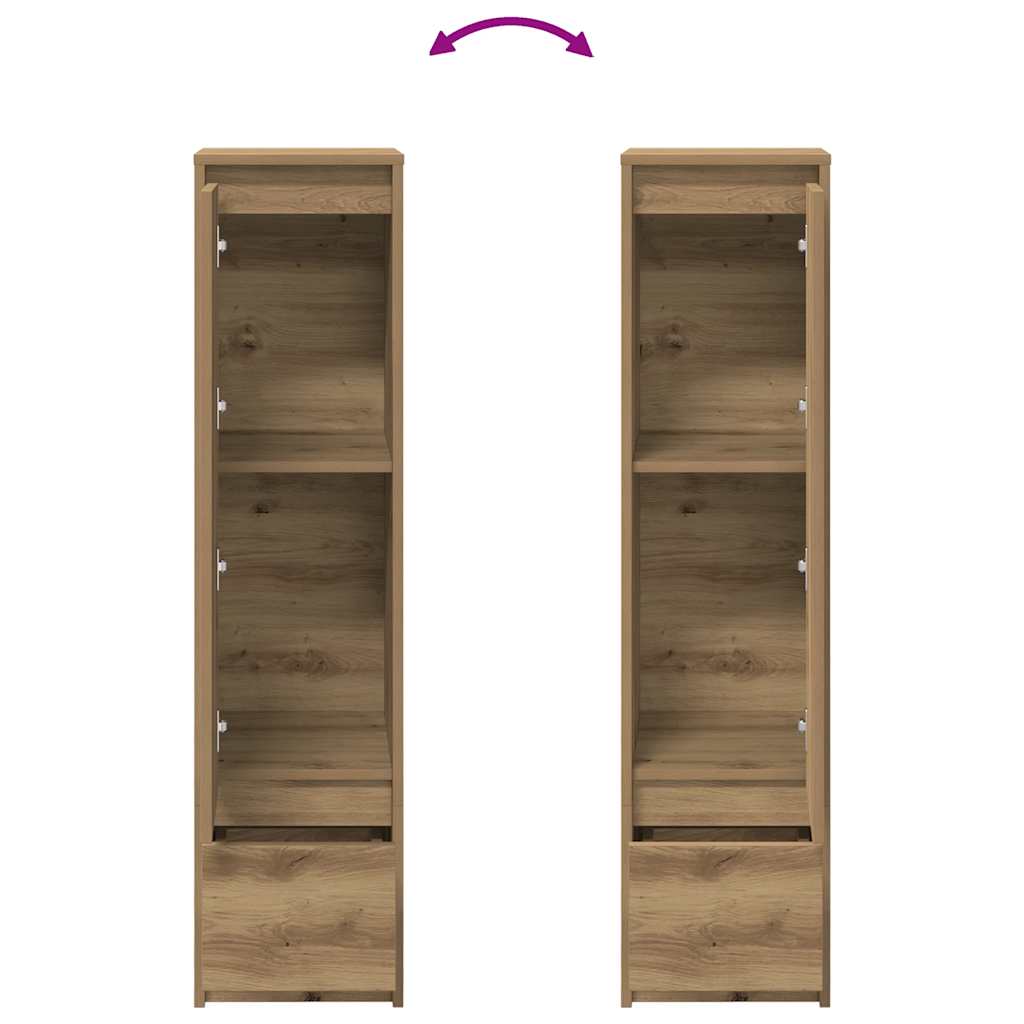 Buffet haut chêne artisanal 29,5x34x119,5 cm bois d'ingénierie - XIOS