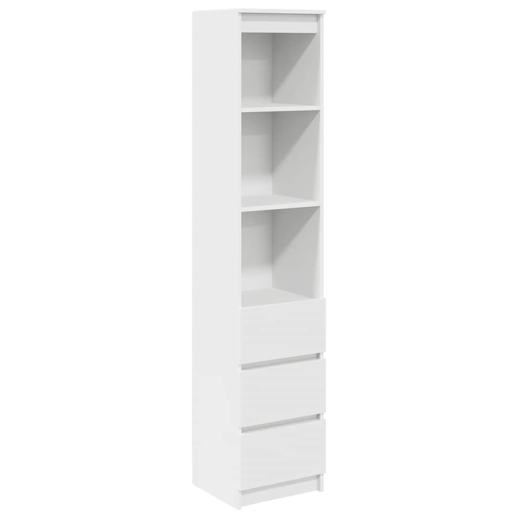 Buffet haut blanc 37,5x35x180 cm bois d'ingénierie - XIOS