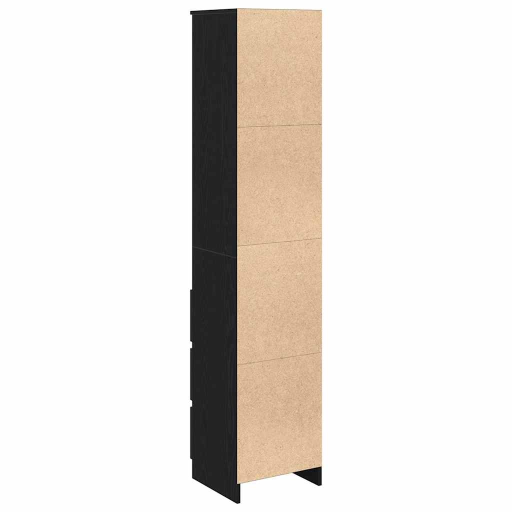 Buffet haut chêne noir 37,5x35x180 cm bois d'ingénierie - XIOS
