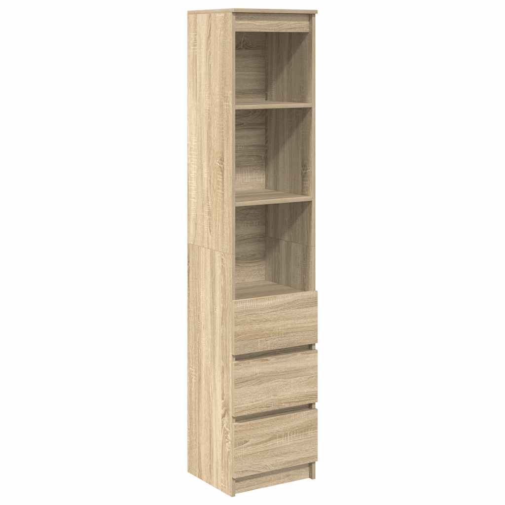 Buffet haut chêne sonoma 37,5x35x180 cm bois d'ingénierie - XIOS