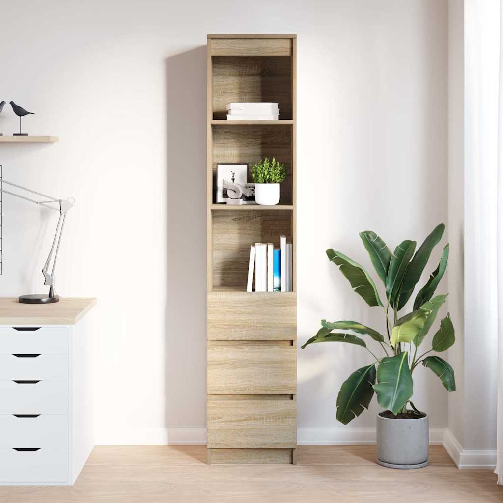 Buffet haut chêne sonoma 37,5x35x180 cm bois d'ingénierie - XIOS