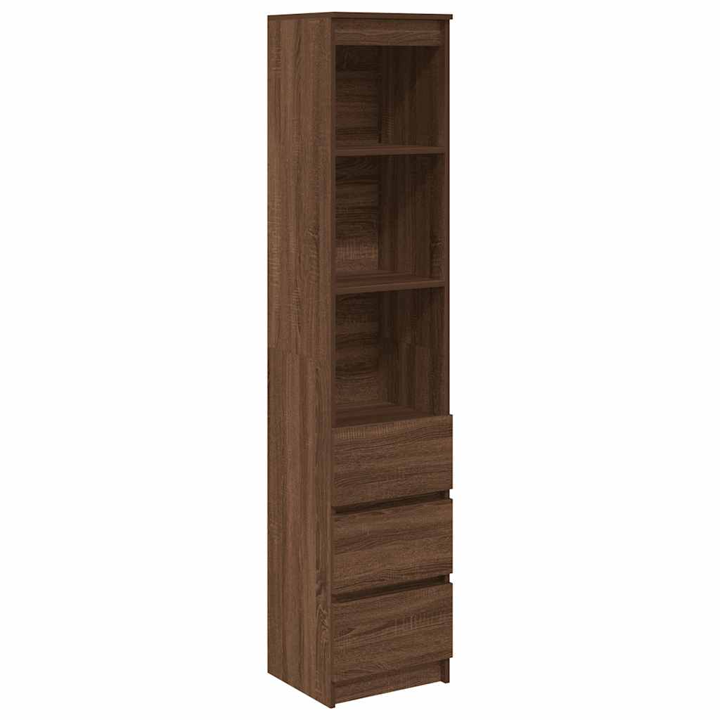 Buffet haut chêne marron 37,5x35x180 cm bois d'ingénierie - XIOS