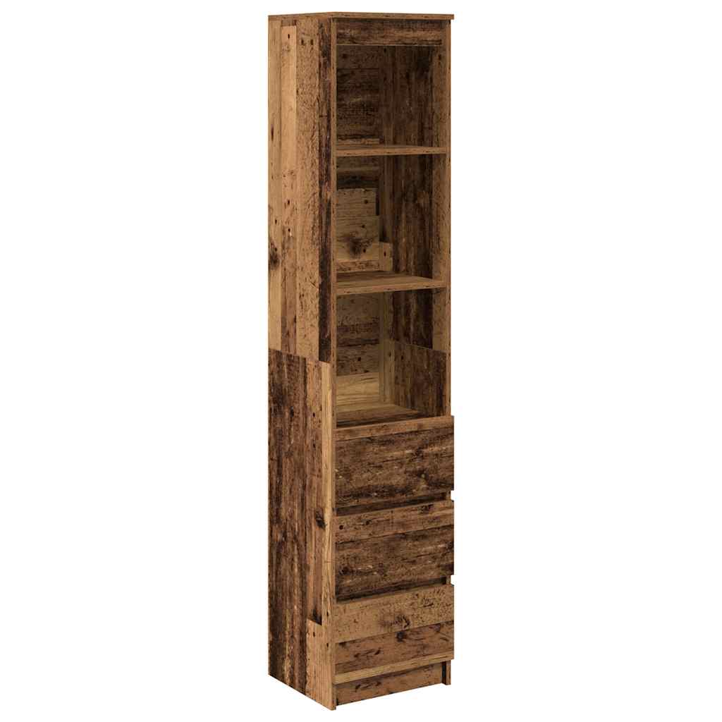 Buffet haut 37,5x35x180 cm vieux bois bois d'ingénierie - XIOS