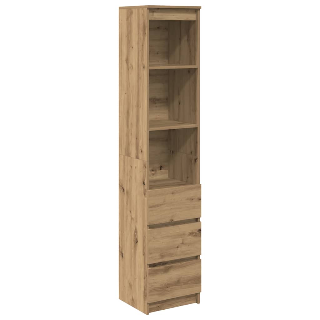 Buffet haut chêne artisanal 37,5x35x180 cm bois d'ingénierie - XIOS