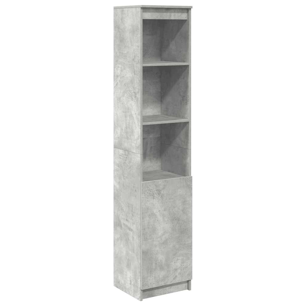 Buffet haut gris béton 37,5x35x180 cm bois d'ingénierie - XIOS