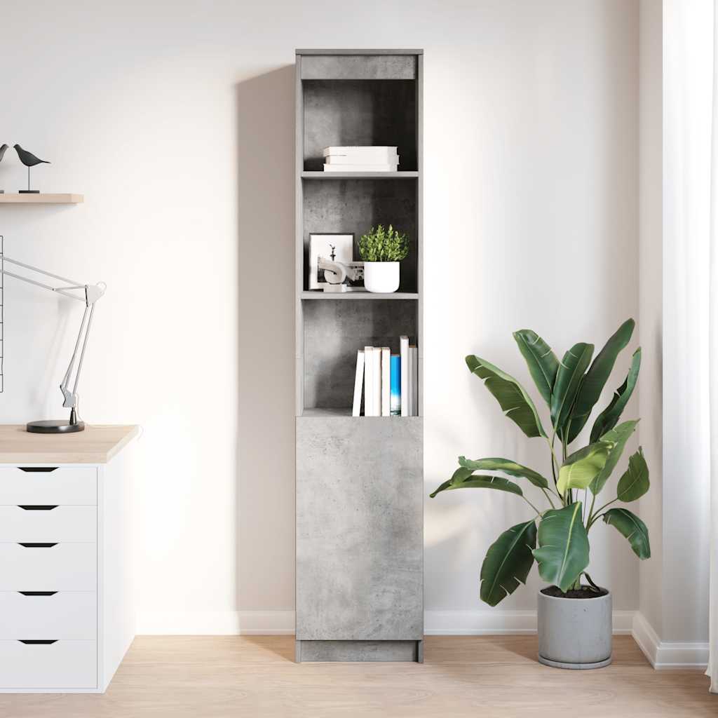 Buffet haut gris béton 37,5x35x180 cm bois d'ingénierie - XIOS