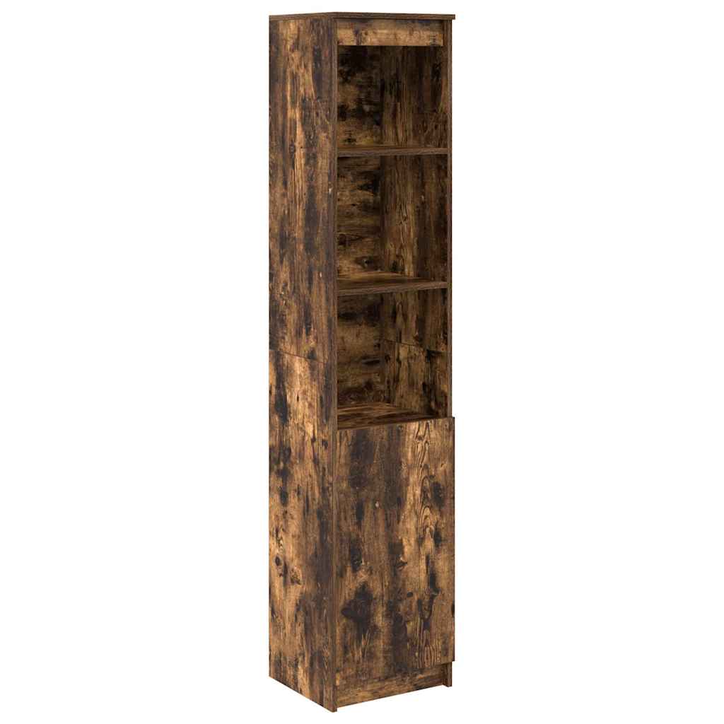 Buffet haut chêne fumé 37,5x35x180 cm bois d'ingénierie - XIOS