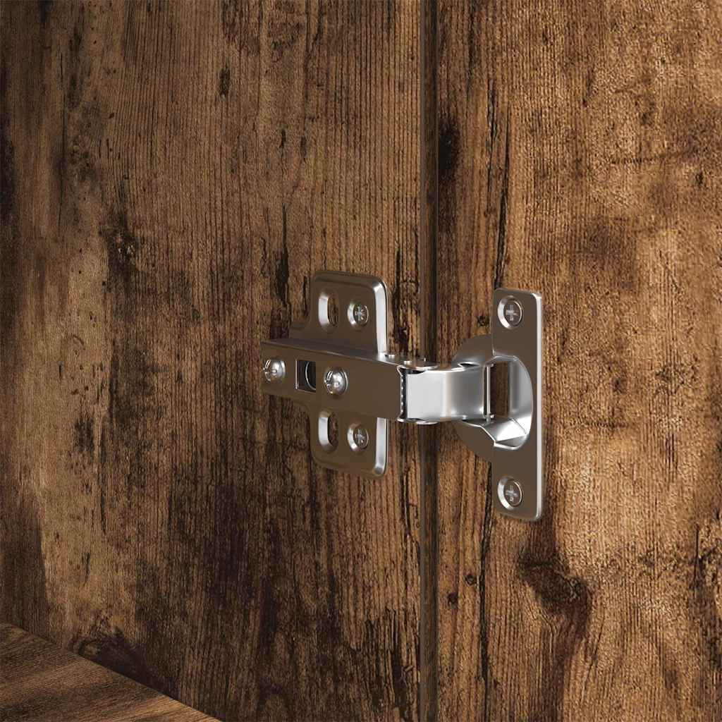 Buffet haut chêne fumé 37,5x35x180 cm bois d'ingénierie - XIOS
