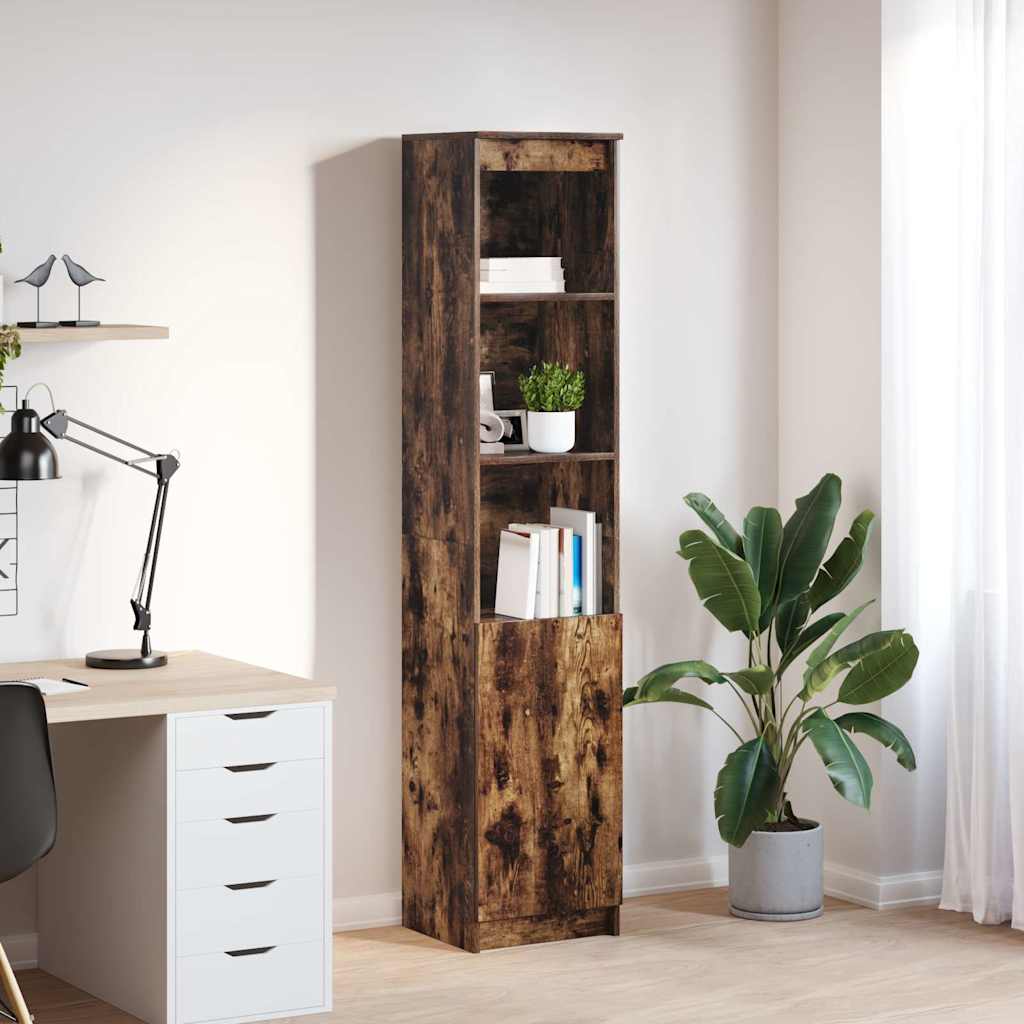 Buffet haut chêne fumé 37,5x35x180 cm bois d'ingénierie - XIOS