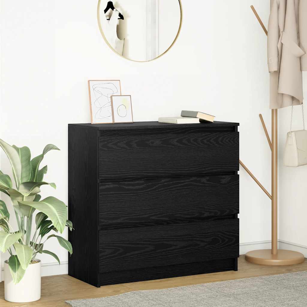 Buffet chêne noir 80x35x76 cm bois d'ingénierie - XIOS