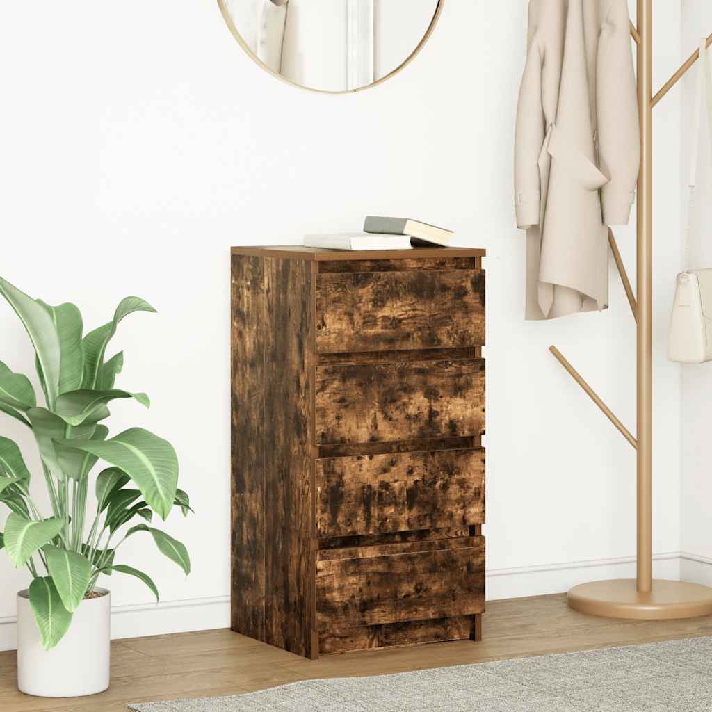 Buffet chêne fumé 37,5x35x76 cm bois d'ingénierie - XIOS