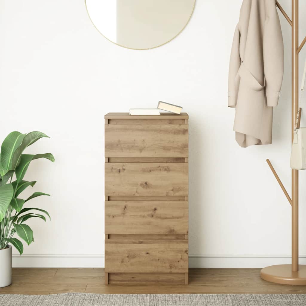 Buffet chêne artisanal 37,5x35x76 cm bois d'ingénierie