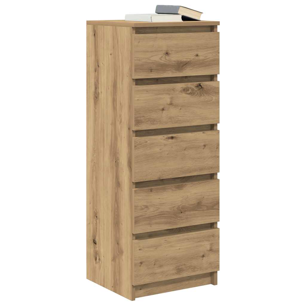 Buffet et tiroirs chêne artisanal 37,5x35x99 cm bois ingénierie - XIOS