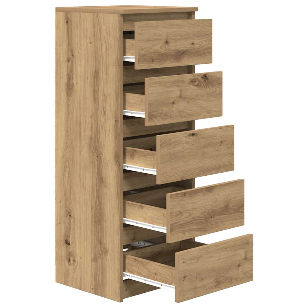 Buffet et tiroirs chêne artisanal 37,5x35x99 cm bois ingénierie - XIOS