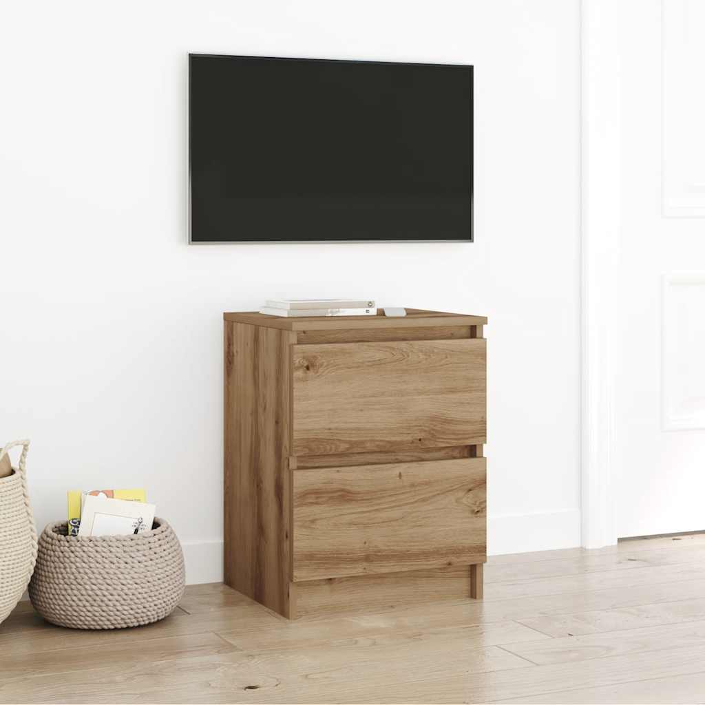 Meuble TV chêne artisanal 40x35x54 cm bois d'ingénierie - XIOS