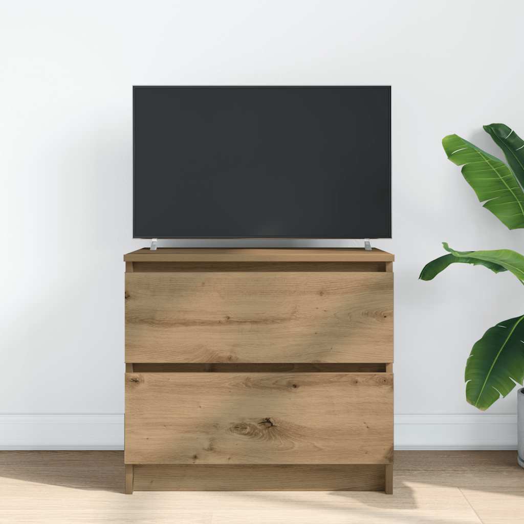 Meuble TV chêne artisanal 60x35x54 cm bois d'ingénierie - XIOS